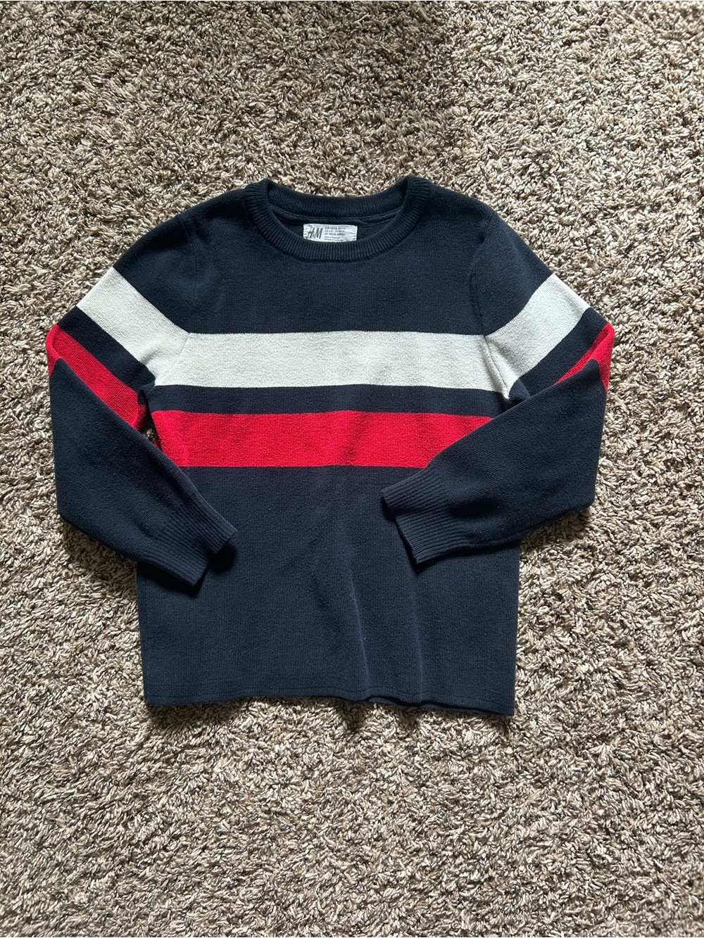 H&M Navy Sweater with White & Red Stripes